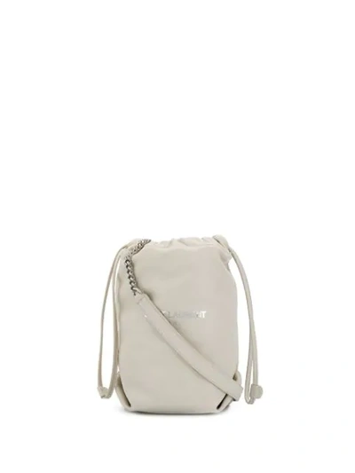 Shop Saint Laurent Small Teddy Bucket Bag In White