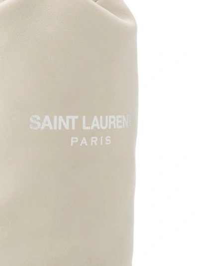 Shop Saint Laurent Small Teddy Bucket Bag In White