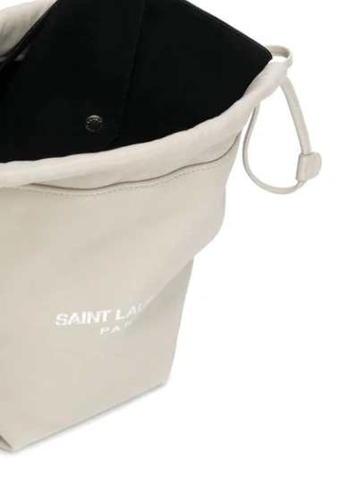 Shop Saint Laurent Small Teddy Bucket Bag In White