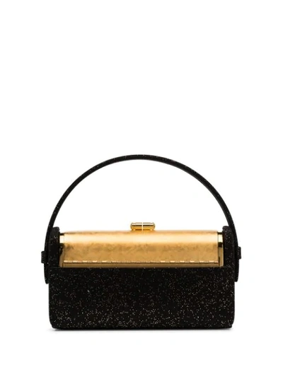 Shop Bienen-davis Regine Glitter Minaudière Clutch Bag In Black