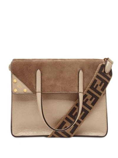 Shop Fendi Flip Shoulder Bag In Neutrals