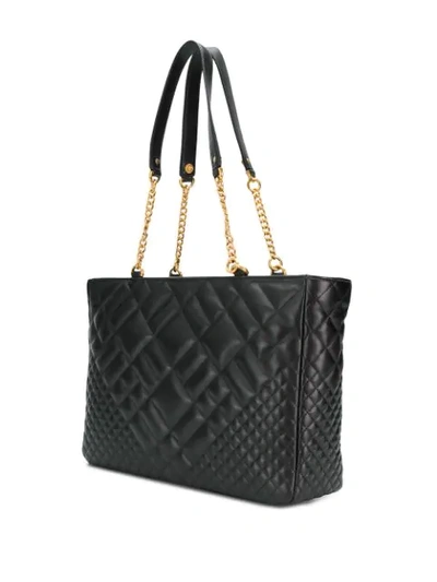 Shop Versace Icon Barocco Print Quilted Tote In Black