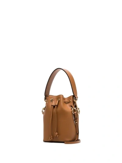 Shop Fendi Brown Mon Tresor Mini Leather Bucket Bag