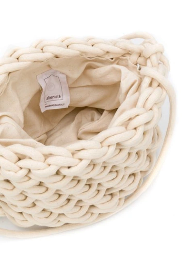 Shop Alienina Braided Bag In Neutrals