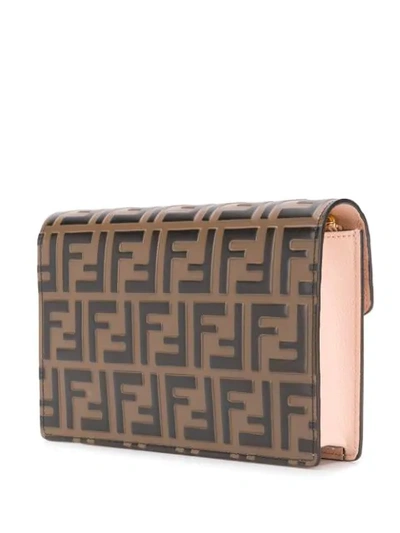 Shop Fendi Ff Pattern Cross Body Bag In Brown