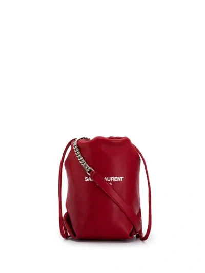 Shop Saint Laurent Teddy Chain Bucket Bag In Red