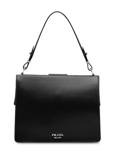Shop Prada Light Frame Leather Bag In Black