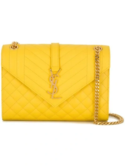 Shop Saint Laurent Envelope Medium Shoulder Bag In Yellow