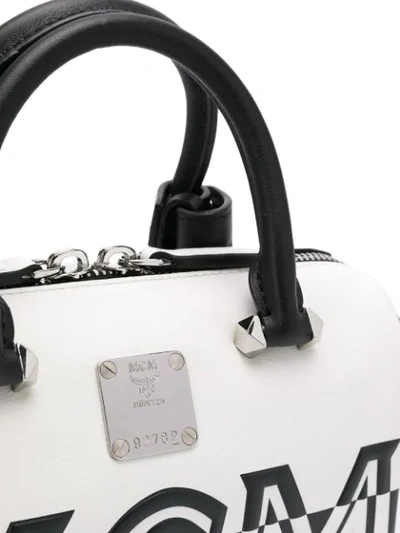 Shop Mcm Logo Print Mini Bag In White