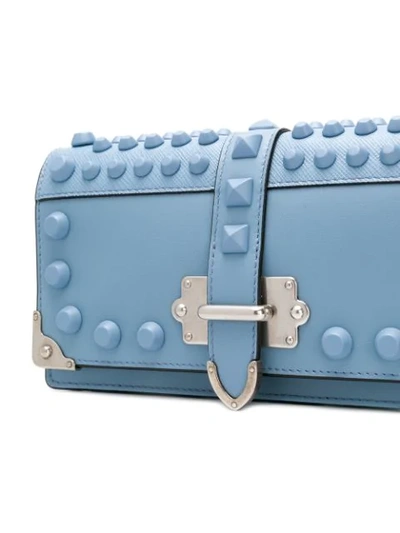 Shop Prada Cahier Studded Mini Bag In Blue