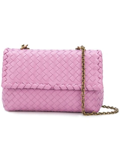 Shop Bottega Veneta Twilight Intrecciato Nappa Baby Olimpia Bag - Pink