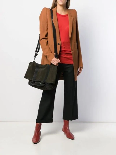 Shop Ann Demeulemeester Contrast Shoulder Bag In Green