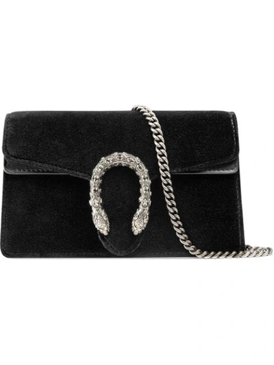 Shop Gucci Dionysus Suede Super Mini Bag In Black