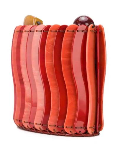 Shop Ulla Johnson Layered Bead Shoulder Bag In Red