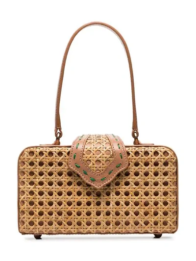 Shop Mehry Mu Brown Fey In The 50's Rattan Leather Box Bag