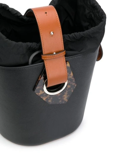 Shop Ganni Two-tone Bucket Bag In Black