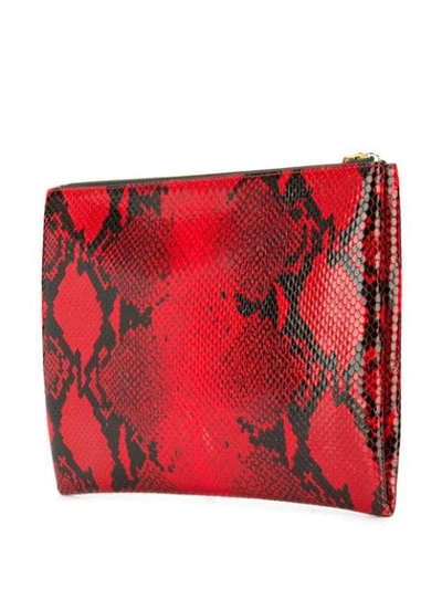 Shop Marni Python Effect Clutch In Red