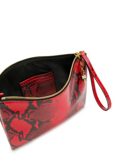 Shop Marni Python Effect Clutch In Red