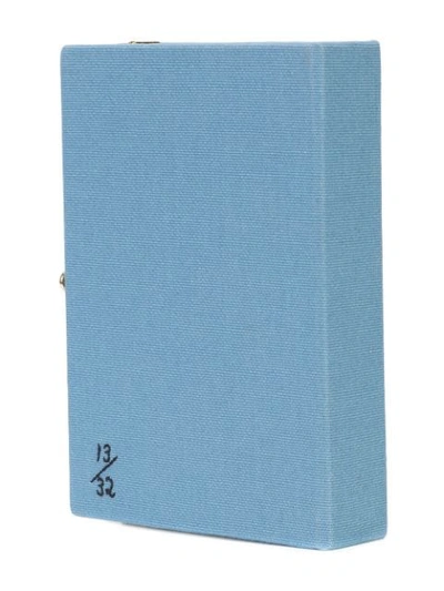 Shop Olympia Le-tan Stitched Book Clutch In Blue