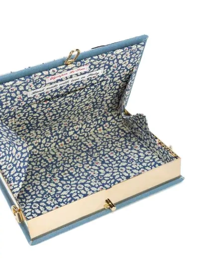 Shop Olympia Le-tan Stitched Book Clutch In Blue
