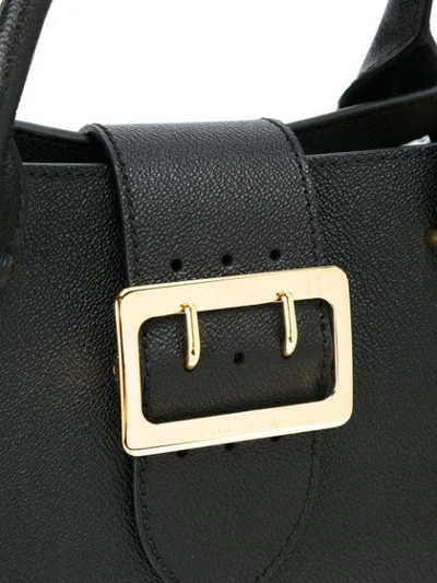Shop Burberry Prorsum Burberry The Small Buckle Tote In Grainy Leather - Black