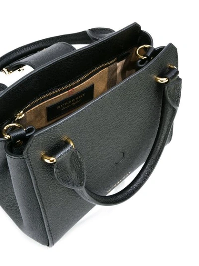 Shop Burberry Prorsum Burberry The Small Buckle Tote In Grainy Leather - Black