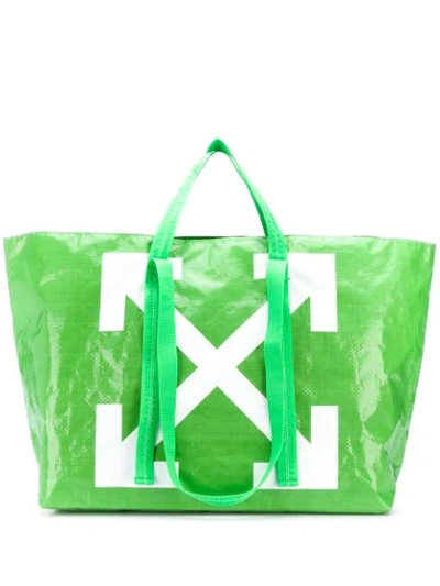 Shop Off-white Arrows Print Oversized Tote In Green
