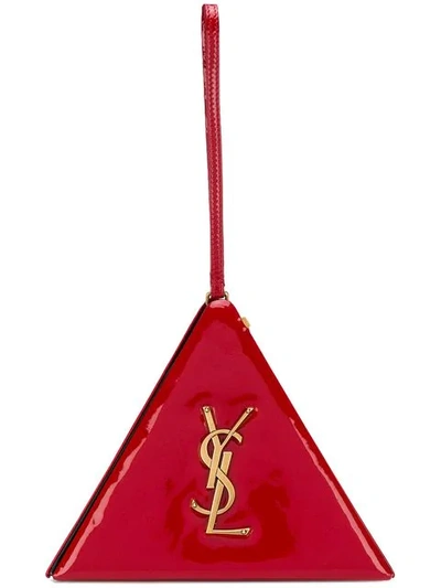 SAINT LAURENT MONOGRAM三角形漆皮迷你手提包 - 红色