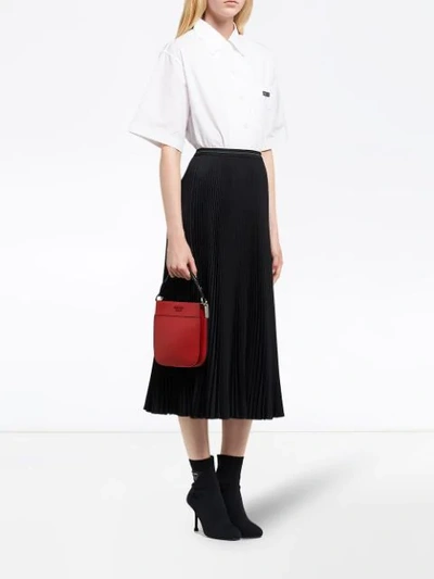 Shop Prada Margit Leather Handbag In F0c9f Fiery Red/black