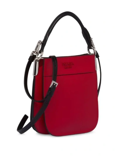 Shop Prada Margit Leather Handbag In F0c9f Fiery Red/black