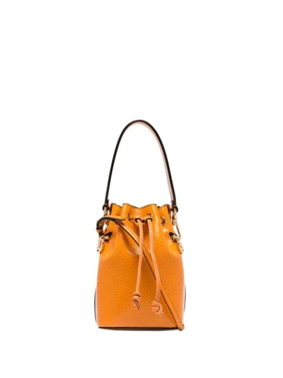 Shop Fendi Mini Mon Tresor Bucket Bag In Brown