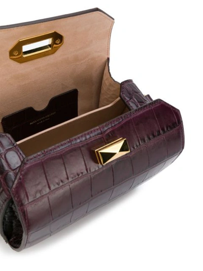 Shop Alexander Mcqueen Dark Purple Box 19 Crocodile Bag In Pink