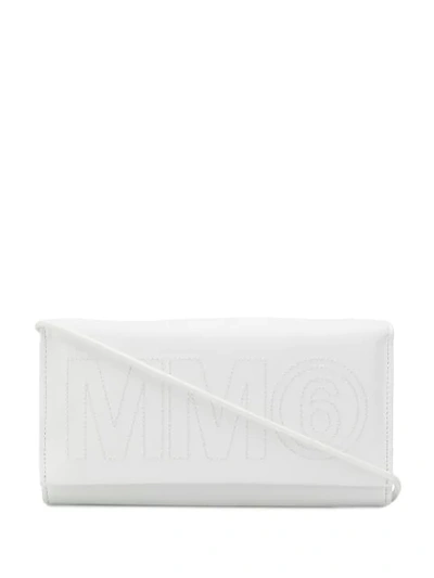 Shop Mm6 Maison Margiela Stitched Logo Wallet Bag In White