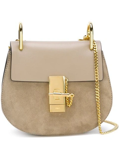 Shop Chloé Mini Drew Shoulder Bag - Neutrals