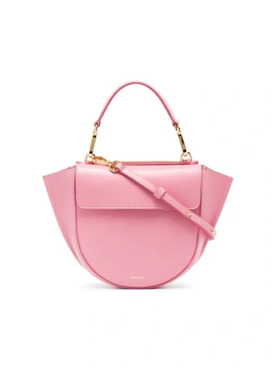 Shop Wandler Pink Hortensia Mini Leather Shoulder Bag