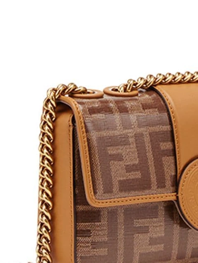 Shop Fendi Brown Ff Logo Leather Camera Bag