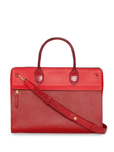 Shop Burberry Small Leather And Suede Elizabeth Bag In Red