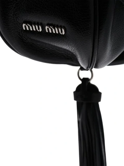 Shop Miu Miu Crystal-embellished Bucket Bag In Black