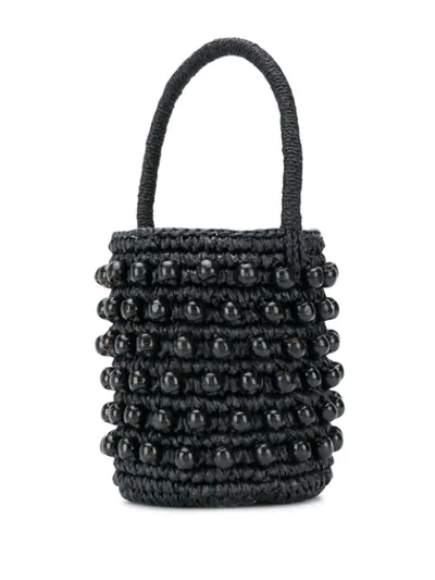 Shop Sensi Studio Beaded Drawstring Bag In Black