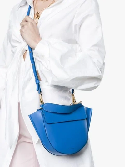 Shop Wandler Blue Hortensia Mini Leather Shoulder Bag