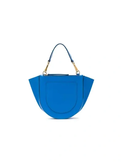 Shop Wandler Blue Hortensia Mini Leather Shoulder Bag