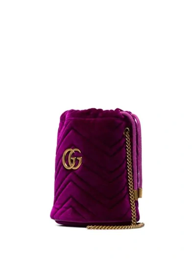 GUCCI MINI GG MARMONT BUCKET BAG - 紫色