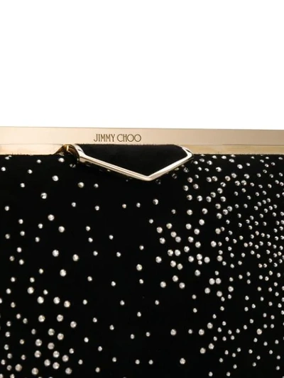 Shop Jimmy Choo Ellipse Suede Crystal Embellished Clutch In Black