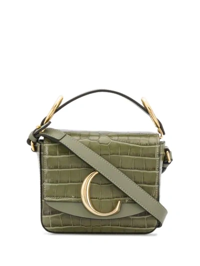 Shop Chloé C Plaque Crossbody Bag In 39a Misty Forest