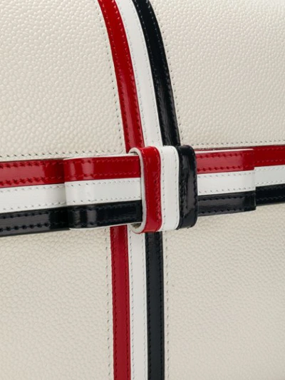 Shop Thom Browne Gift Box Bag With Bow In Leather - White