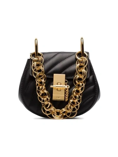 Shop Chloé Black Mini Drew Bijou Quilted Leather Bag