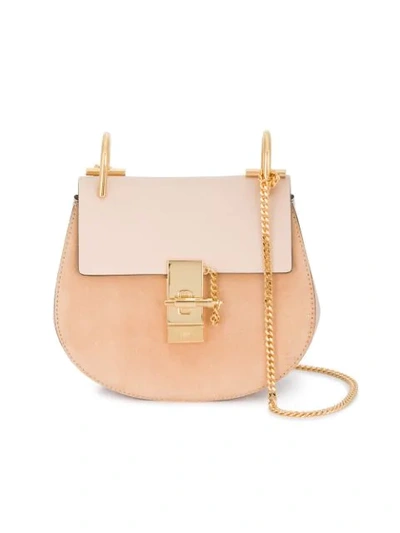 Shop Chloé Cement Pink And Peach Drew Suede Shoulder Bag