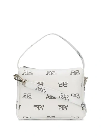 Shop Courrèges Logo Stamp Tote Bag In White