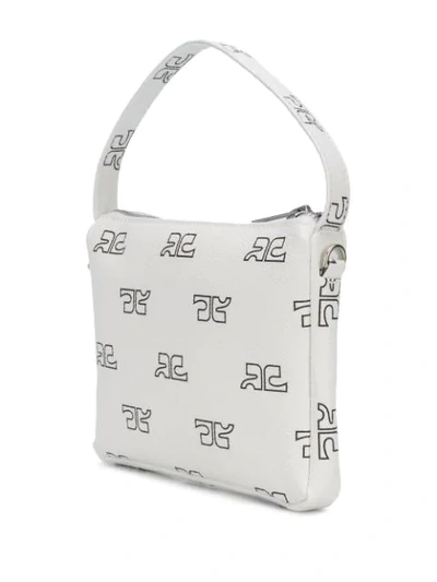 Shop Courrèges Logo Stamp Tote Bag In White