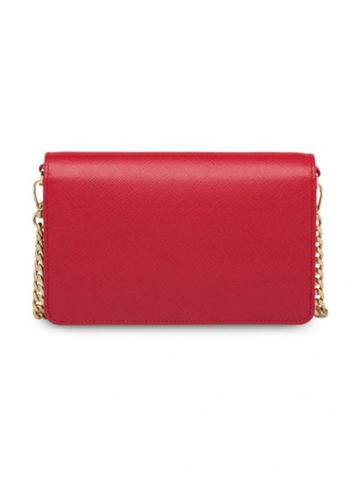 Shop Prada Saffiano Logo Shoulder Bag - Red